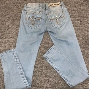 Light washed rock revival skinny jeans